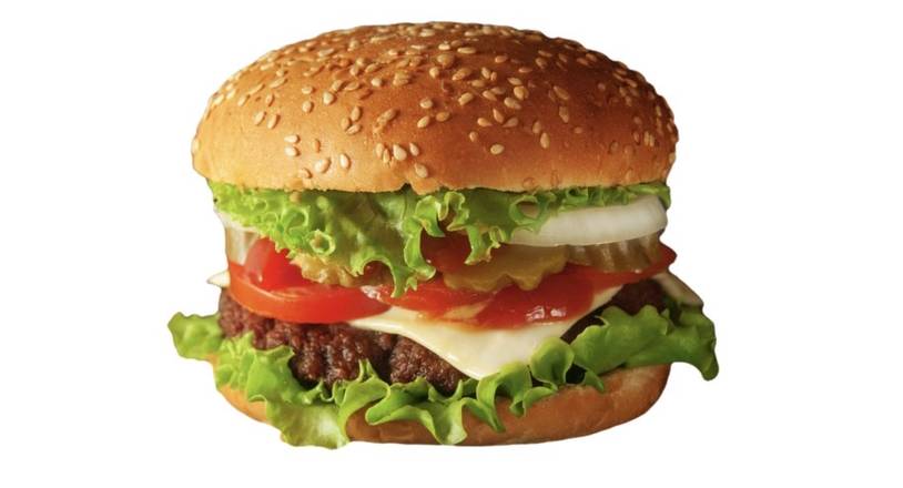 A classic burger with lettuce, tomato, and cheese